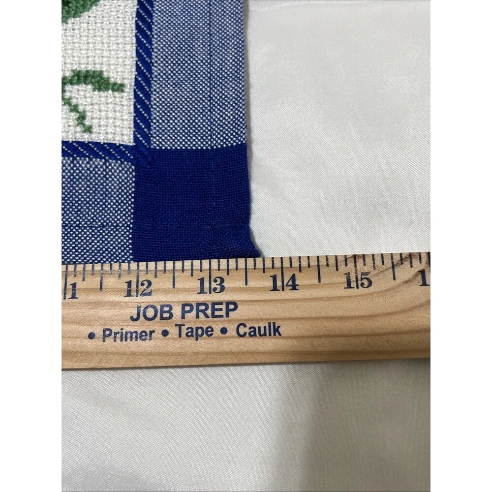 Needlepoint Unframed Flower Blue Art Finished PORTUGAL Dresser Scarf 18x13